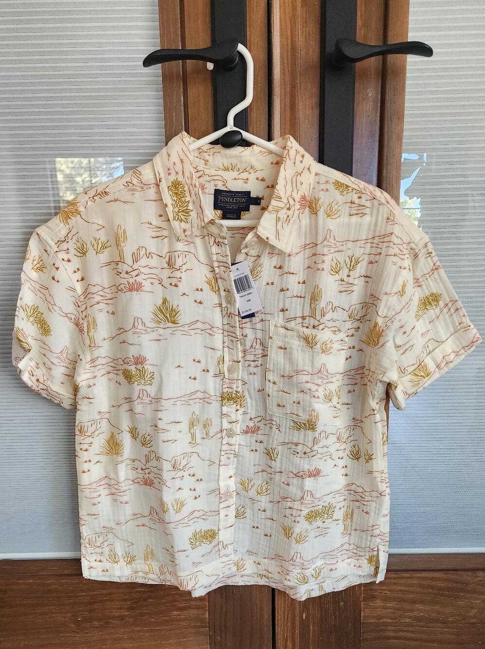 Pendleton Cream Desert-Print Short Sleeve Shirt